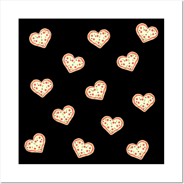 Pizza Heart Pattern Wall Art by Wandering Octopus Designs